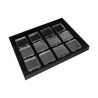 Boîte de présentation transparente pour pierres précieuses à 12 compartiments DK21674-12 avec coussinets adhésifs pour diamants et pierres brutes