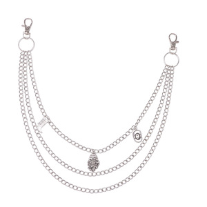 Hip Hop Waist <b>Chain</b> Multi Layered Pendant Silver Metal <b>Chain</b> For <b>Jeans</b> Unisex Casual Fashion Accessory - Product Image 5