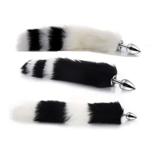 Tail Anal Plug Fox Tail Ear Set Black And White Color Tail Color Matching Of Butt Plug Silicone Material