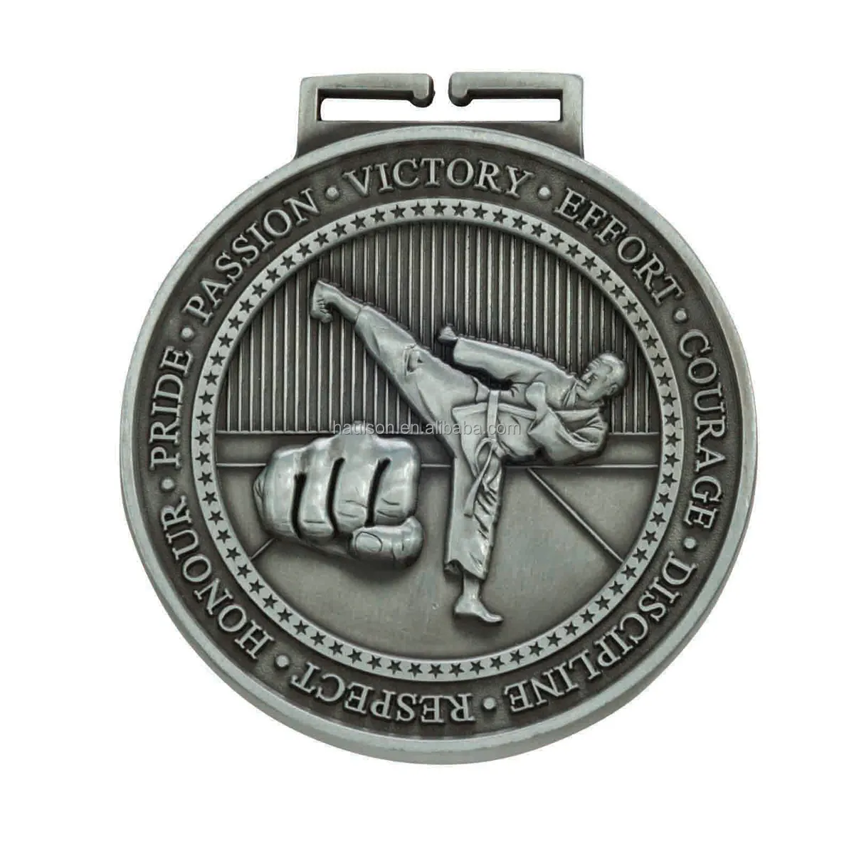 2024 2023 Individuelles Design 3d-Zinklegierung Irland Karate Sportmedaillen Trophäen WUKF Memorial Souvenir Metal Silber Karate-Medaille
