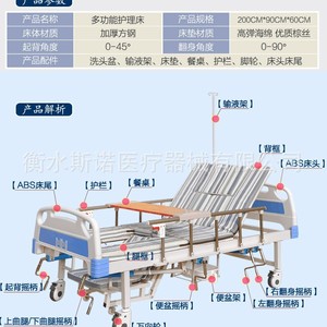 Multi Functional Nursing <b>Bed</b> Manual Adjustable For Paralyzed Elderly Home Use Stainless Steel <b>Frame</b> - Product Image 2