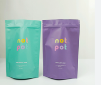 Pochette alimentaire en plastique à fermeture éclair, finition mate, avec soufflet latéral de sécurité, à fond stable