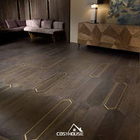 Parquet en chêne de luxe à motif Versailles avec incrustation de marbre pour villas et appartements