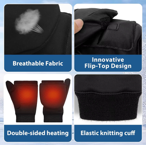 Gants chauffants rechargeables par USB, gants électriques complets et demi-mains pour femmes et hommes, gants sans doigts pour écran tactile pour le travail et le cyclisme - Product Image 4