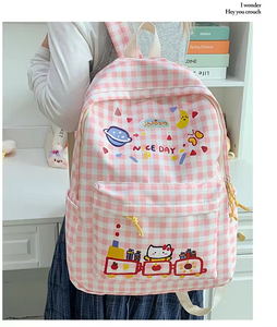 กระเป๋าเป้สะพายหลังนักเรียนหญิงลายเรขาคณิตกันน้ำ ขนาดใหญ่ จุของได้เยอะ ปิดซิป ผลิตจากโพลีเอสเตอร์ ลายมายเมโลดี้ - Product Image 3