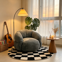 Fauteuil de salon moderne gris en velours côtelé, rembourré et compressé sous vide, garantie 5 ans