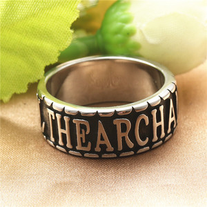 European American Style <b>Titanium</b> Steel Letter <b>Ring</b> Retro Punk Unisex Jewelry Gift Silver Color - Product Image 4