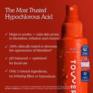 Spray <span class=keywords><strong>Facial</strong></span> Hidratante SOS Daily Rescue de Tower 28, Ácido Hipocloroso, Calmante para el Enrojecimiento, Reparador de la Barrera Cutánea - Product Image 2