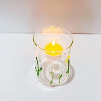 Haute transmission de la lumière soufflé à la main en verre bougeoir ensemble Cactus Floral Pâques décor de noël résistant à la chaleur écologique