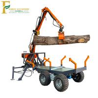 Remorque forestière à essence avec grue, grappin forestier, chargeur de bois avec bras de grappin, remorque à bois