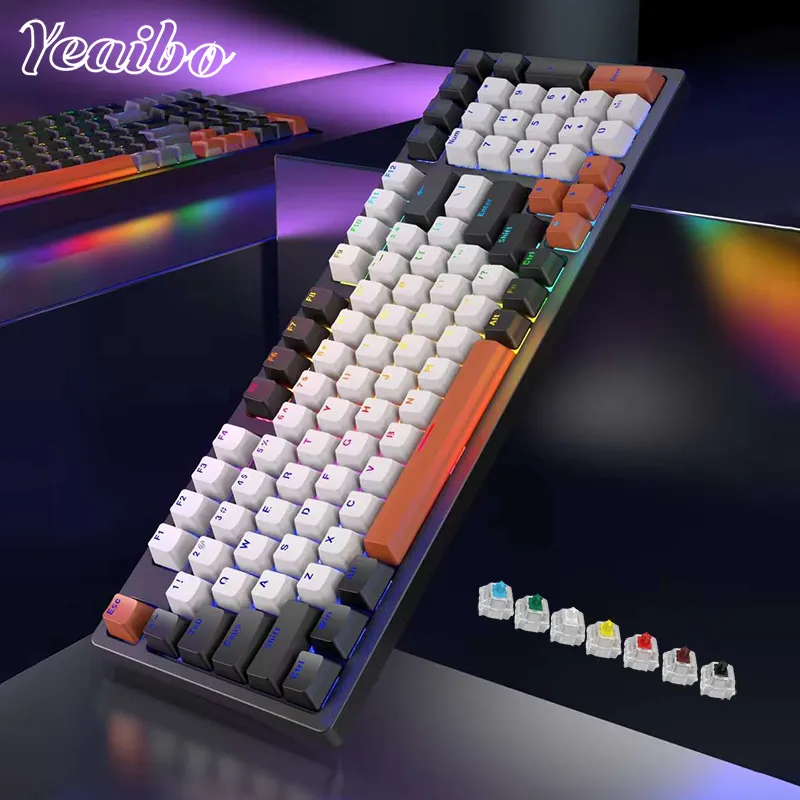 RAZER-teclado inalámbrico VX para videojuegos Win china, teclado con interruptor azul, teclado para juegos arcoíris, venta al por mayor