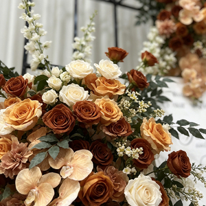 Promise Warm Earth Tone Cascade Artificial Corner Flower Modern Fall <b>Wedding</b> Christmas New Year Arch <b>Prop</b> Silk Handmade Durable - Product Image 4