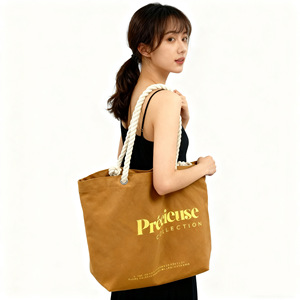 Grand sac fourre-tout en toile de coton (plus de 50 cm) avec poignée longue et bandoulière pour le yoga, l'usage quotidien et la plage – Vente en gros - Product Image 2