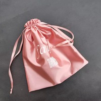 Logo de luxe de haute qualité imprimé sacs en satin personnalisés sac à cordon en satin de soie