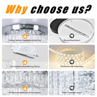 Petit lustre en cristal K9 LED plafonnier Dimmable lumière ronde avec télécommande pour l'application de la pièce