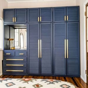 Armarios de Pared de Lujo, Muebles de Madera Combinados Personalizados, Dormitorio de Madera Moderno, Vestidor Abierto - Product Image 1