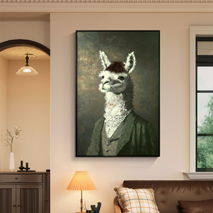 Décoration de la maison Mixed Media Art Alpaga 3D <span class=keywords><strong>Peinture</strong></span> Physique Creative Animal Modélisation Wall Art <span class=keywords><strong>Peinture</strong></span> À L'huile À La Main - Product Image 5