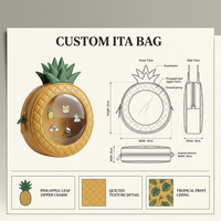 Bolso de hombro con forma de fruta para vacaciones de verano, ventana circular transparente, asa reforzada, correas ajustables, soporte único para artículos, mochila de día
