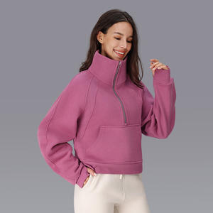 Vestes à <span class=keywords><strong>capuche</strong></span> pour femmes, hiver, chaudes, en coton et polyester, col montant, avec fermeture éclair mi-longue, doublure en polaire, <span class=keywords><strong>sweat</strong></span>-shirts décontractés - Product Image 2