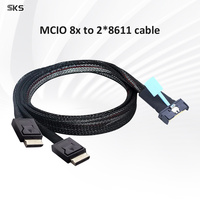 Kabel Data Kecepatan Tinggi MCIO 8X ke Dual Oculink SFF 8611 4i 0.5m/1m untuk Pusat Data Server AI