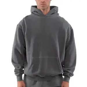 OEM men high quality cotton thick heavy french terry pullover hoodie custom drop shoulder fleece oversized hoodie