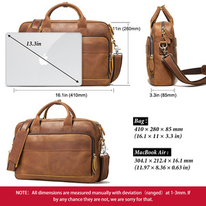 Logotipo personalizado funcional <span class=keywords><strong>ejecutivo</strong></span> bolso de cuero computadora portátil impermeable bolso de hombro bolsos suave cara maletines de cuero - Product Image 5