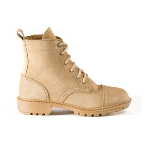 TSA14 -1  Bottes de combat unisexes en cuir pleine fleur de 7 pouces avec fermeture éclair latérale, couleur beige kaki désert de haute qualité - Product Image 3