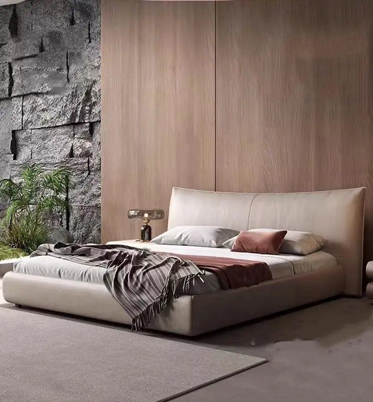 Diseño exclusivo LED cama de plataforma con mechones completos king size Queen tapizado litera marco muebles de dormitorio conjunto cama con almacenamiento