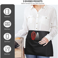 Tablier court unisexe personnalisé en coton pour serveur, avec pochette porte-monnaie, en polyester – Meilleure vente