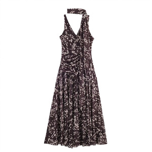 <span class=keywords><strong>Collection</strong></span> Printemps/Été 2026 ZATRHMBM : Nouvelle Robe Plissée à Pois Tendance, Col en <span class=keywords><strong>V</strong></span> Vintage, Robe Élégante pour Femme - Product Image 1