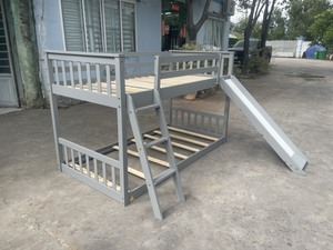 เตียงไม้สองชั้นสำหรับเตียงแฝดพร้อมบันไดและบันไดป้องกันความปลอดภัยโครงเตียงซ้อนได้ประหยัดพื้นที่สำหรับห้องนอนเด็กและวัยรุ่น - Product Image 3