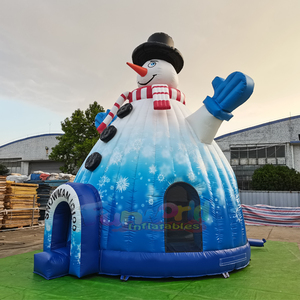 Castillo inflable navideño para niños, casa de brinco con forma de iglú de muñeco de nieve, castillo hinchable para fiestas. - Product Image 3