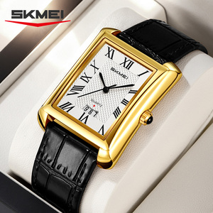 Montre pour femmes de style minimaliste avec petit cadran carré, étanche 3ATM, mouvement japonais, bracelet en cuir véritable, montre à quartz pour femmes avec date - Product Image 2