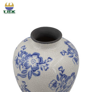 키 큰 파란색과 흰색 도자기 꽃병 Chinoiserie 세라믹 꽃병 균열 유약 거실 웨딩 탁상 장식 장식 장식 - Product Image 3