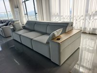 Canapé-lit électrique moderne blanc trois places PUZE GALAXY en tissu confortable, futon pliant de haute qualité pour salon avec porte-gobelets