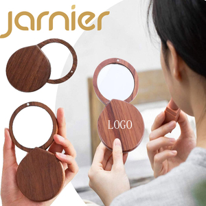 <span class=keywords><strong>Miroir</strong></span> de poche magnétique pratique en bois de noyer noir en forme de goutte d'eau, haute définition - Product Image 1