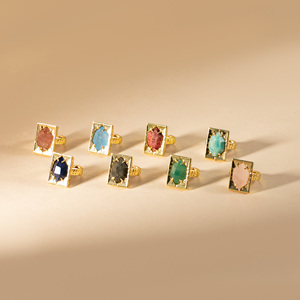 Rectangular Natural Stone <strong>Ring</strong> Emerald Cut Amazonite <strong>Lapis</strong> <strong>Lazuli</strong> Vintage Ornate Band Boho Ethnic Healing Crystal Statement <strong>Ring</strong> - Product Image 4