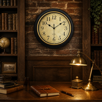 Jam Dinding Vintage Metal Modern Single Face Still Life Hitam Emas Bingkai Ganda Jarum Senyap Tahan Air Ruang Tamu