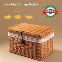 Boîte de rangement compacte en PP tressé à la main, style moderne et minimaliste, pour salon, jouets, articles divers, livres, avec couvercle