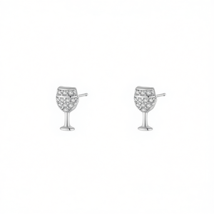 Pendientes de Plata 925 con Circonitas y Diseño de Copa de Vino Amy Amy para Mujer, Uso Diario - Product Image 3