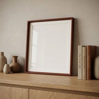Marco de Fotos Vertical Rectangular de Madera de Caoba Natural de 13x19 Pulgadas, Vidrio Templado, Esquinas Redondeadas Hechas a Mano, con Paspartú de 11x17 Pulgadas