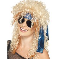 Sans colle 70s 80s Rock Star Cosplay perruque de cheveux synthétiques blonds 16 pouces résistant à la chaleur homme américain perruques en Fiber de haute température