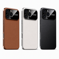 Étui de téléphone magnétique en cuir de luxe en gros pour iPhone 15 16 17 Pro Max, étui en cuir noir pour iPhone 17 Pro Max