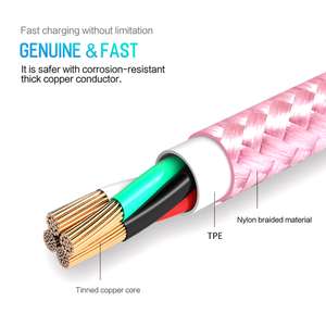 Cable <span class=keywords><strong>Micro</strong></span> <span class=keywords><strong>USB</strong></span> de carga rápida, Cable trenzado de nailon OD5.0, 2.4A, 1m, 2m, 3m - Product Image 3