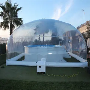 Tenda Kubah Udara Musim Dingin, Penutup Kolam Renang Tiup Tahan Lama PVC Transparan