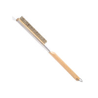 Brosse à four à pizza détachable peu encombrante, grattoir en acier inoxydable, manche en bois de caoutchouc, poils en laiton, longue portée, tête remplaçable