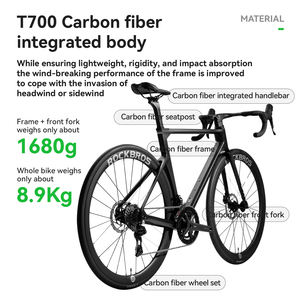 ROCKBROS <span class=keywords><strong>V</strong></span>élo de route à frein à disque 12 vitesses 700c Cadre en fibre de carbone <span class=keywords><strong>V</strong></span>élo de course sportif de haute qualité avec fourche à suspension - Product Image 4