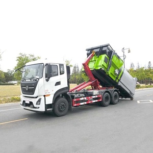 รถบรรทุกเก็บขยะแบบตะขอเกี่ยว OEM Dongfeng พร้อมตู้คอนเทนเนอร์บีบอัดแบบถอดได้สำหรับการเก็บและขนย้ายขยะมูลฝอย - Product Image 4