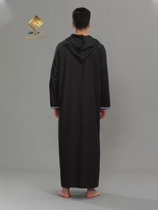 Matériaux haut de gamme de HARAMAIN, design tendance à capuche avec broderie marocaine, robe longue à manches longues populaire pour hommes musulmans - Product Image 3