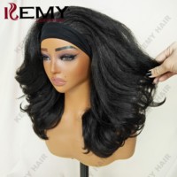 Perruque Bandeau Synthétique Vente en Gros KEMY HAIR Texture Yaki Boucle Française Complète Cheveux Synthétiques Volumineux Personnalisable pour Femmes Noires